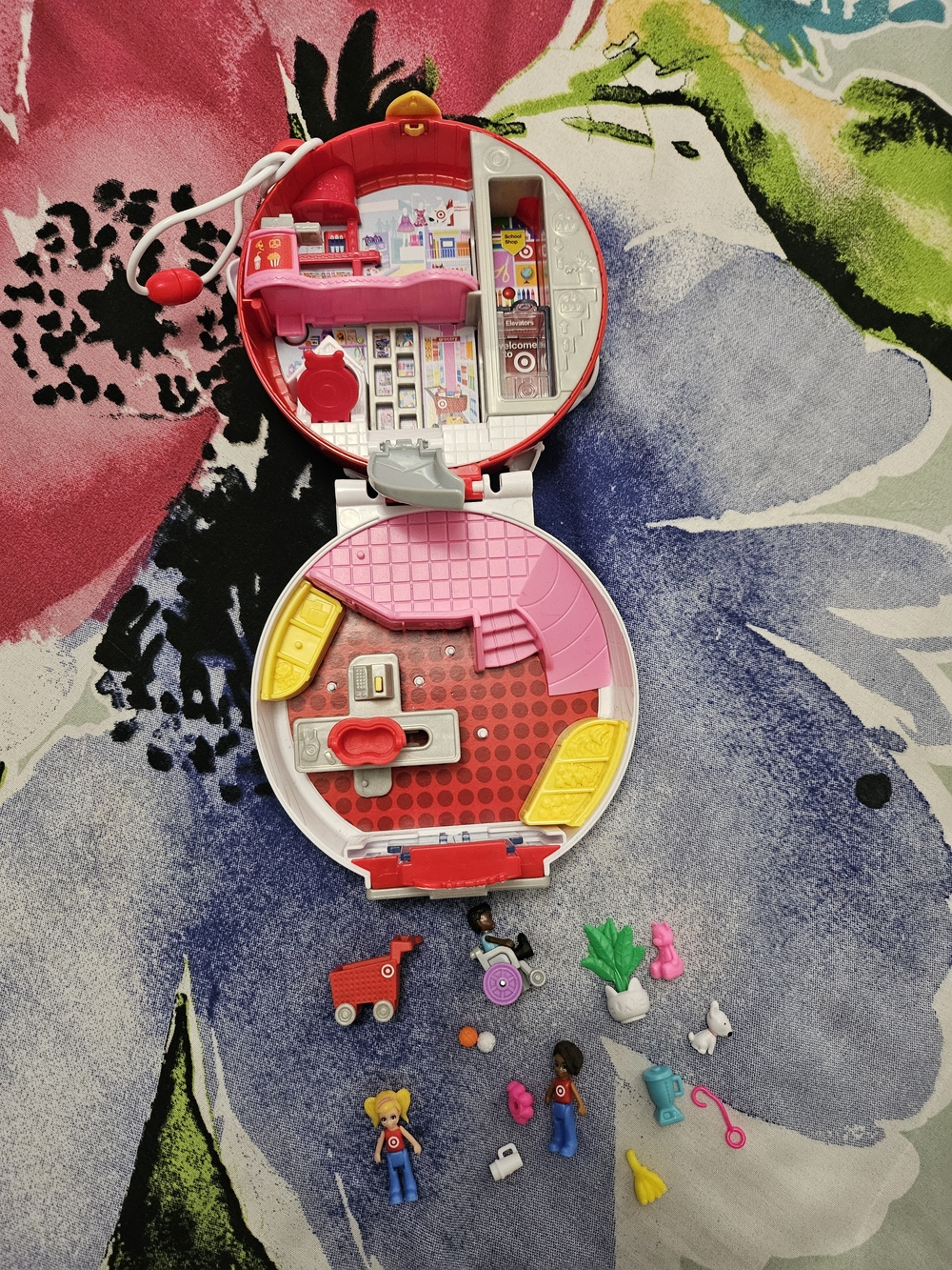 Red Compact Kids Playset Carry Case with Mini Figures
